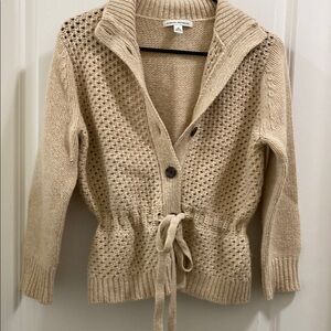 Beige Knit Cardigan Sweater